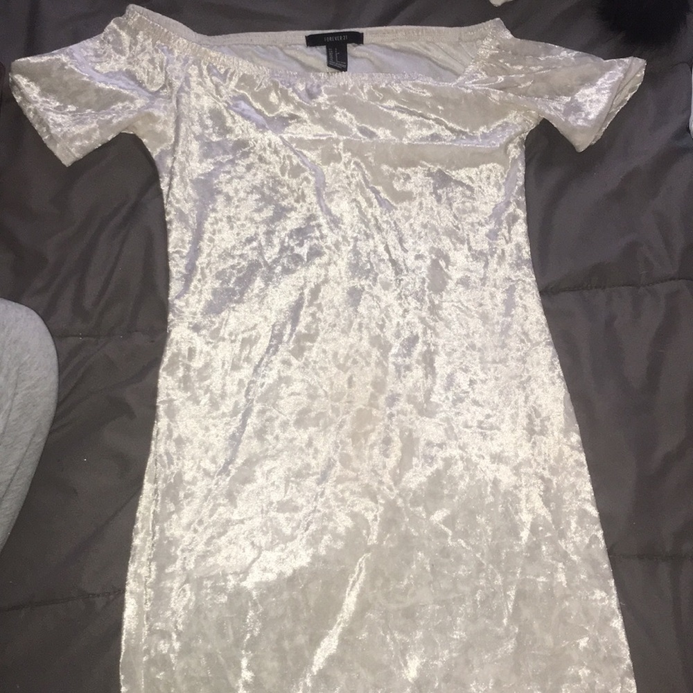White Velvet Off-Shoulder Dress